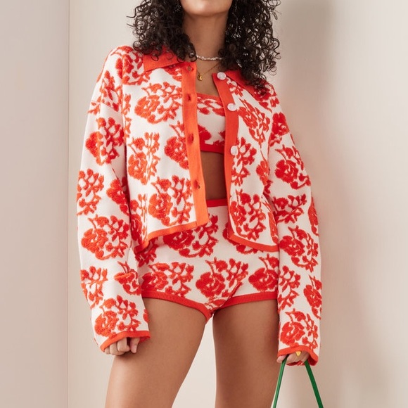 Ciao Lucia Sweaters - Brand new Ciao Lucia Piero floral terry knit cardigan in grapefruit